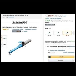BaBylissPRO Nano Titanium Spring Curling Iron1 1/2